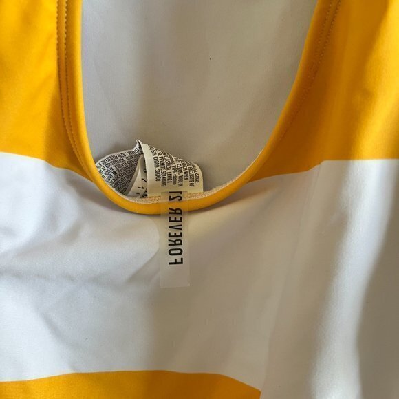 Forever 21 White and Yellow‎ Striped Swimsuit One Piece Womens Size M - Picture 4 of 5